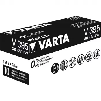 Varta V 395 - hopeaoksidi (S) - 1,55V - 44 mAh - 9,5 mm (0.374) - 9,5 mm (0.374) - 2,7 mm (0.106) (00395 101 111)