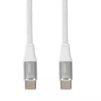 USB-C–USB-C-kaapeli IBOX IKUTC2W 2 m, USB 2.0, 3 A, valkoinen, tekstiilipunos