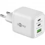 USB-C-pikalaturi Nano, PD, GaN, 65 wattia (valkoinen, 1x USB-A, 2x USB-C PD, Charge 3.0)