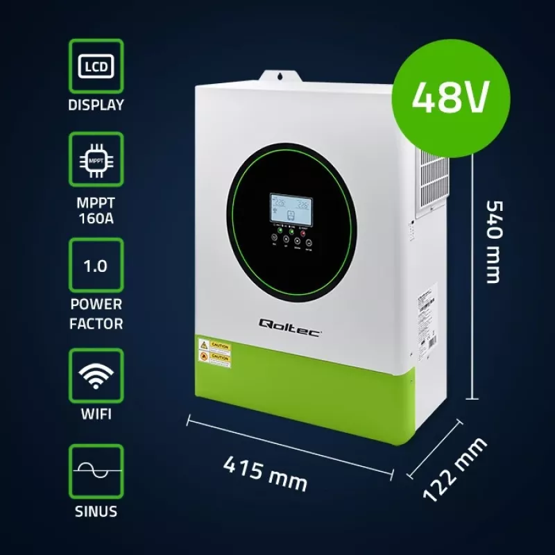 Qoltec hybridi-aurinkoinvertteri off-grid 11000W
