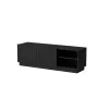 TV-taso cama meble LIVERTI 150x42x48 cm, musta lastulevylevy, musta kehys