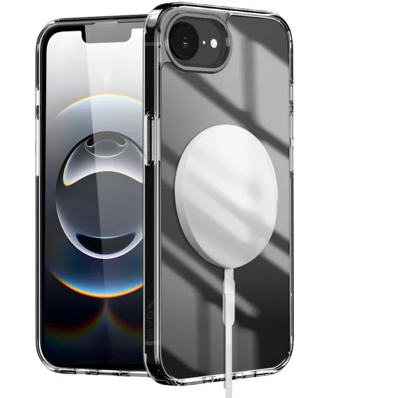 Nevox StyleShell SHOCKFlex - iPhone 16e/17e MagSafe-yhteensopiva läpinäkyvä