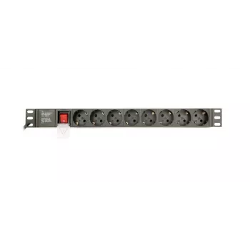 Virranjakoyksikkö GEMBIRD EG-PDU-014-C14, 8 AC-lähtöä, C14-tulo, 3 m kaapeli, 1U, 3680 W, 10 A, alumiini, musta