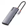 USB-C-keskitin Tellur TLL321061 PD 3.0 100W, HDMI-lähtö ja 3× USB 3.0 -liitäntää