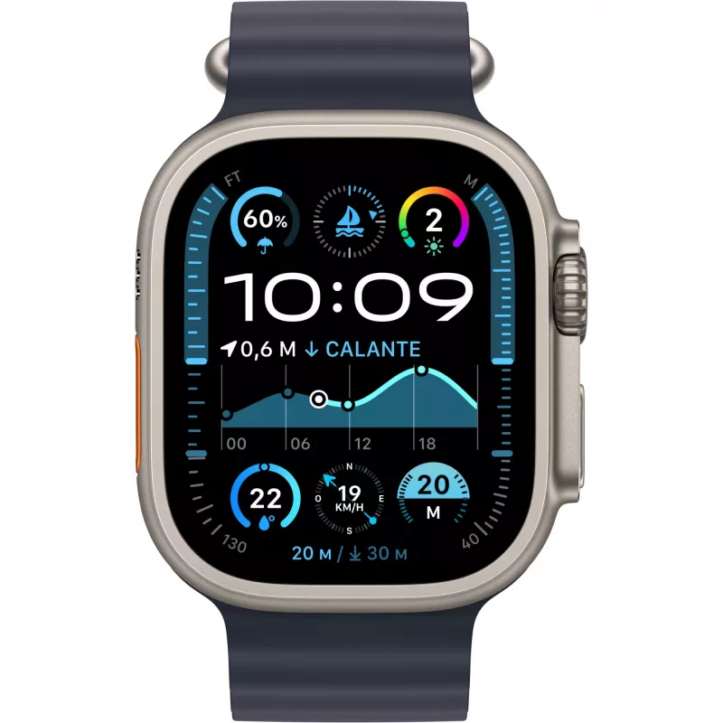 APPLE Watch Ultra 2 GPS + Cellular 49 mm Natural Titanium -kotelo ja Navy Ocean Band