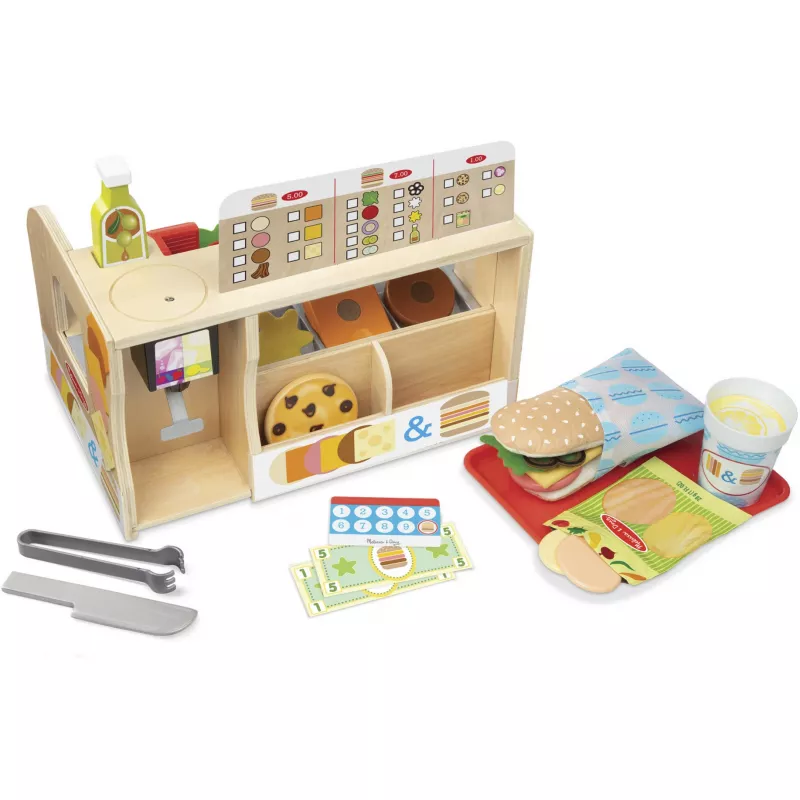 Melissa & Doug puinen voileipätiski leikkelemakoneella – 56-osainen leikkiruokasarja – FSC-sertifioitu