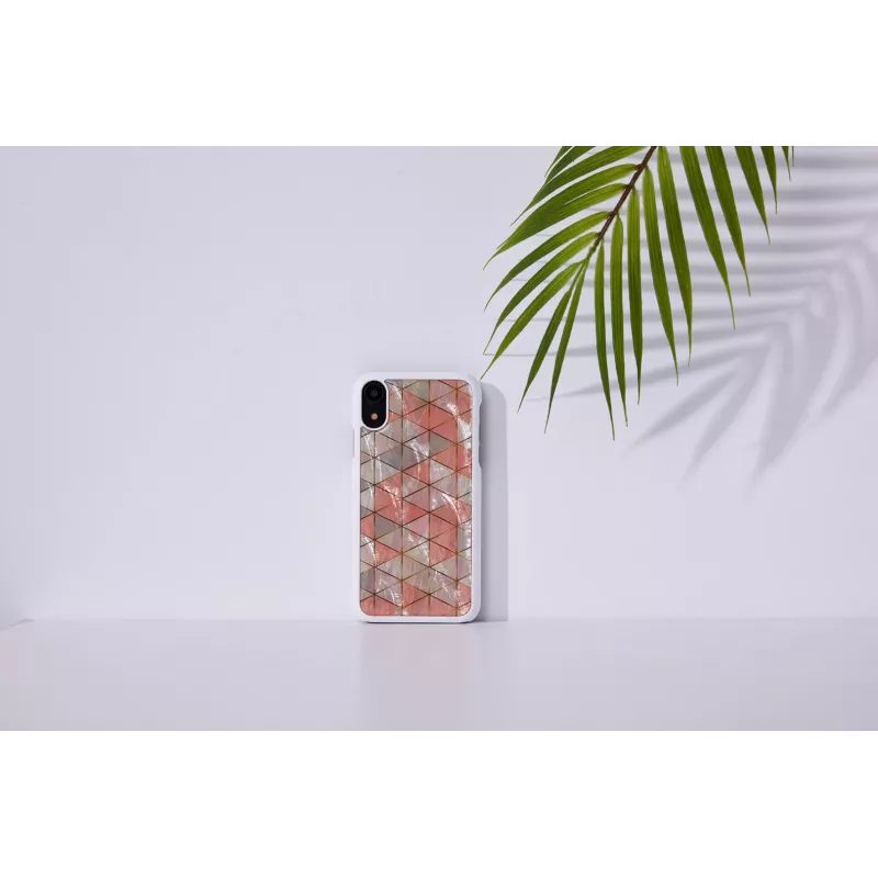 iKins älypuhelinkotelo iPhone XR — timanttikuvio valkoinen suojakansi