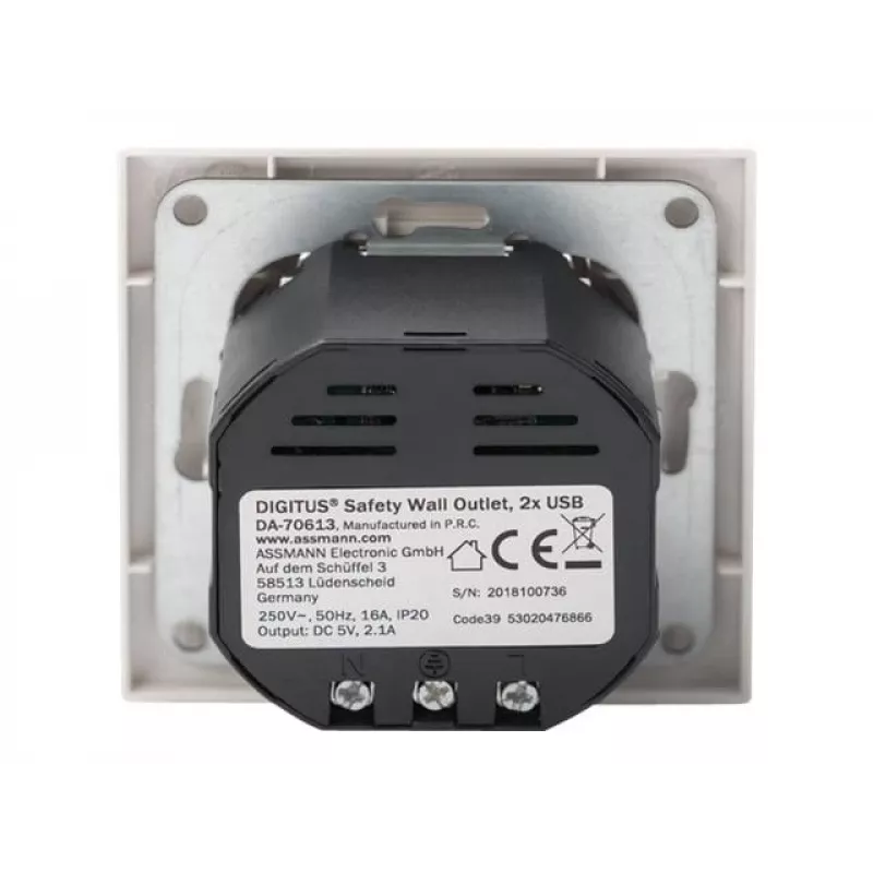 Turvapistorasia uppoasennukseen Digitus DA-70613 2 USB-liitännällä