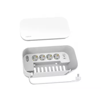 LogiLink pistorasia LPS281U 4 turvapistorasiaa 2 USB-A 1 USB-C valkoinen