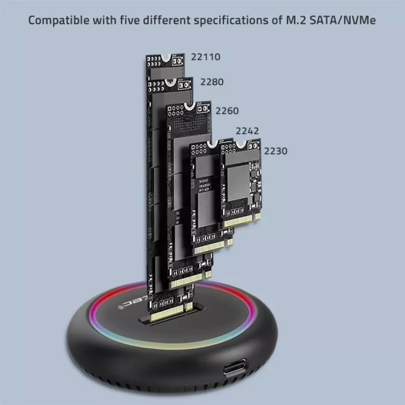 Qoltec 52275 M.2 SSD-telakka, SATA/NVMe, USB-C