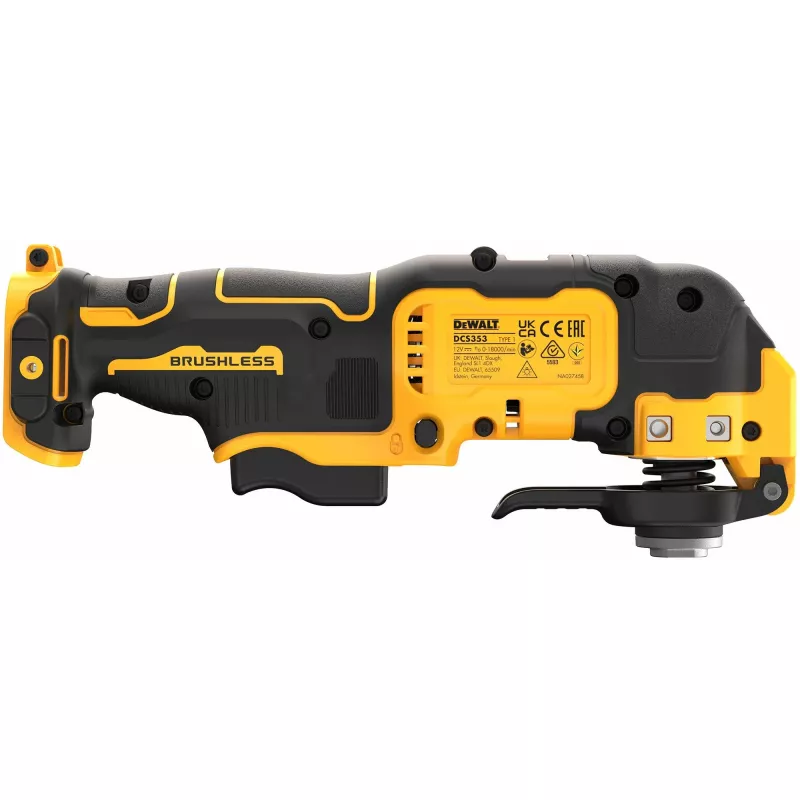 Oskilloiva monitoimityökalu DeWalt DCS353NT-XJ, harjaton, langaton, 12 W, 840 g, musta/keltainen