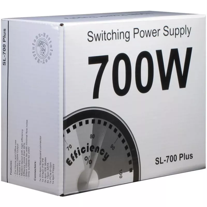 Inter-Tech SL-700 Plus - virtalähde (sisäinen) - ATX12V 2.4 - AC 230 V - 700 wattia - aktiivinen PFC (88882141)