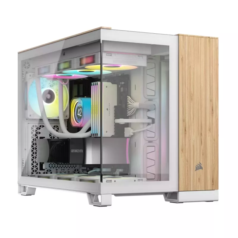 Tietokonekotelo Corsair CC-9011288-WW Midi Tower bambu, valkoinen