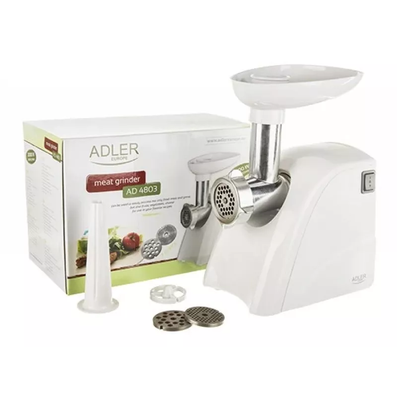Adler AD 4803 lihamylly 800 W ruostumaton teräs, valkoinen