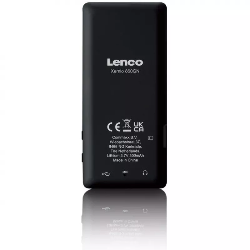 MP3-soitin Lenco Xemio-860GN 8 GB musta/limenvihreä LCD 18 h toisto