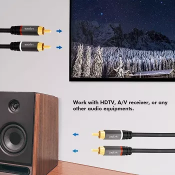 LogiLink CA1207 audiokaapeli 5 m 2 x RCA musta (CA1207)