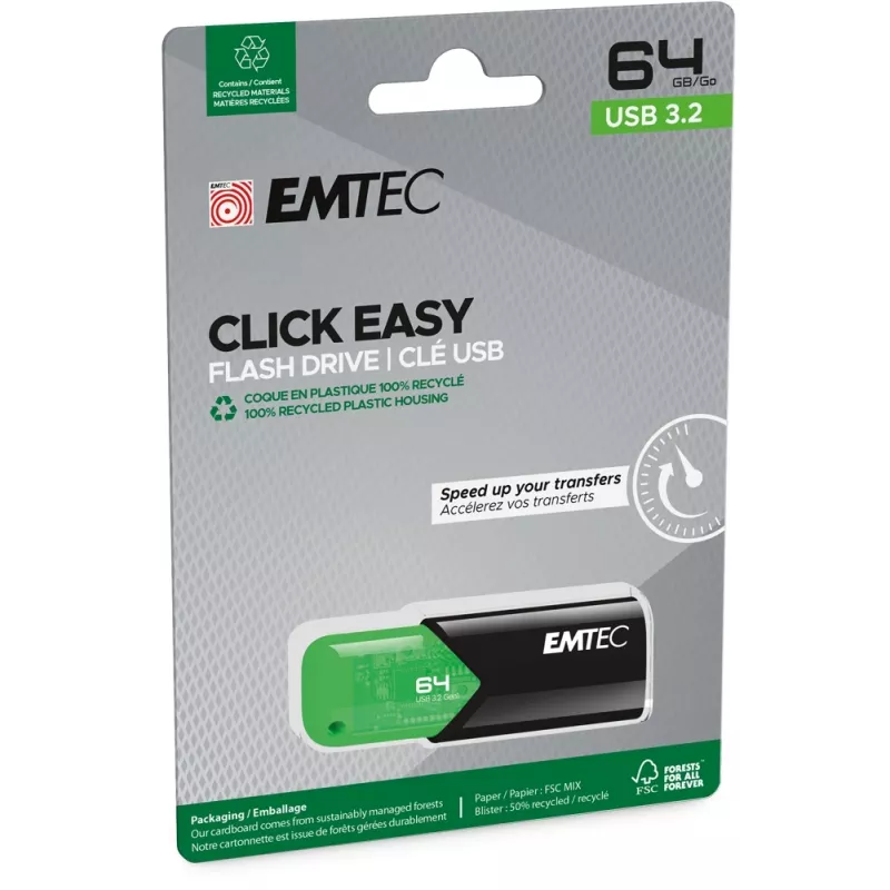 USB-muistitikku Emtec 64GB USB Type-A 3.2 Gen 1 Click Easy