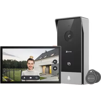Videopuhelinjärjestelmä oveen EZVIZ HP5 7 inch (17,8 cm) sisä-/ulkosarja, 1080p, 2,4/5 GHz Wi‑Fi, MicroSD jopa 512 GB, vedenpitävä