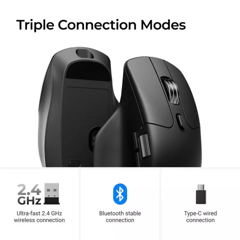 Hiiri Keychron M6 oikeakätinen yleismalli — optinen, RF-langaton + Bluetooth + USB-C, 30000 DPI, musta