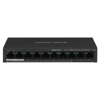 Kytkin Mercusys MS110P 10 porttia 10/100Mbps POE+ 8 porttia (versio 1.0)