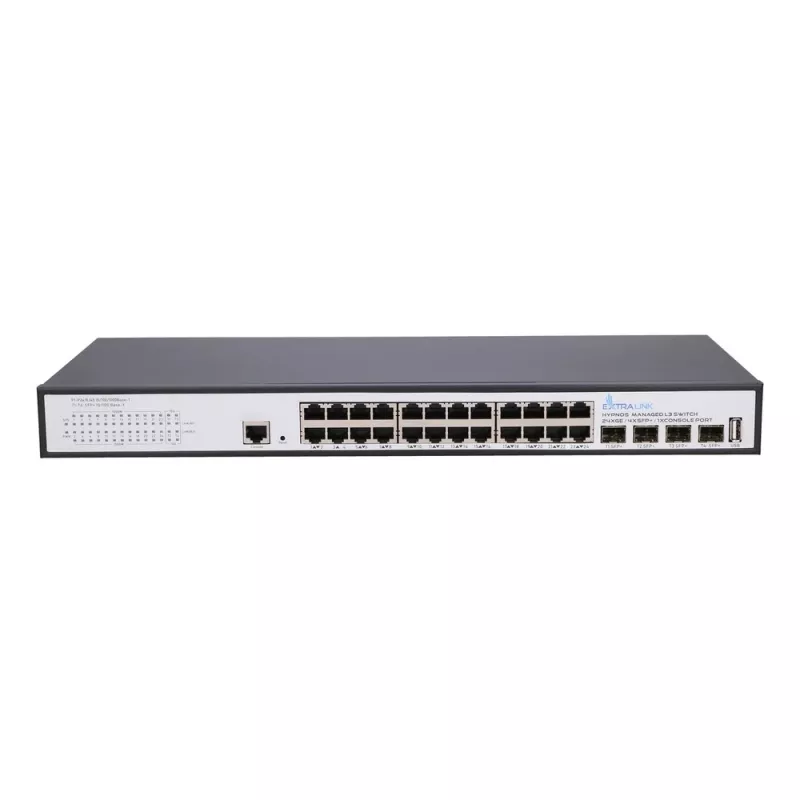 Extralink Hypnos kytkin, 24x RJ45 1000 Mb/s, 4x SFP+, L3, hallittava