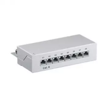 Wentronic Goobay CAT 6 Mini/Desktop -patch-paneeli, 8 porttia, harmaa - STP suojattu, harmaa (93047)