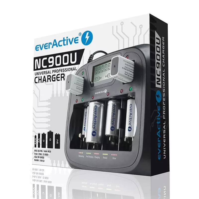everActive NC-900U yleislaturi paristoille