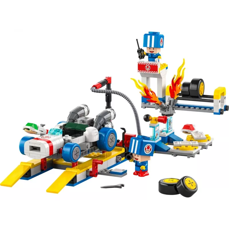 LEGO-sarja 72035 Super Mario Mario Kart Toadin korjaamo -rakennuslelu, interaktiiviset tasot ja hahmot
