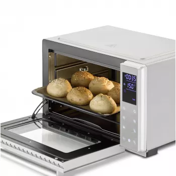 Kompakti-uuni Caso Bake & Style 26 Touch 1500 W hopea – miniuuni työtasolle, 26 cm käyttöleveys