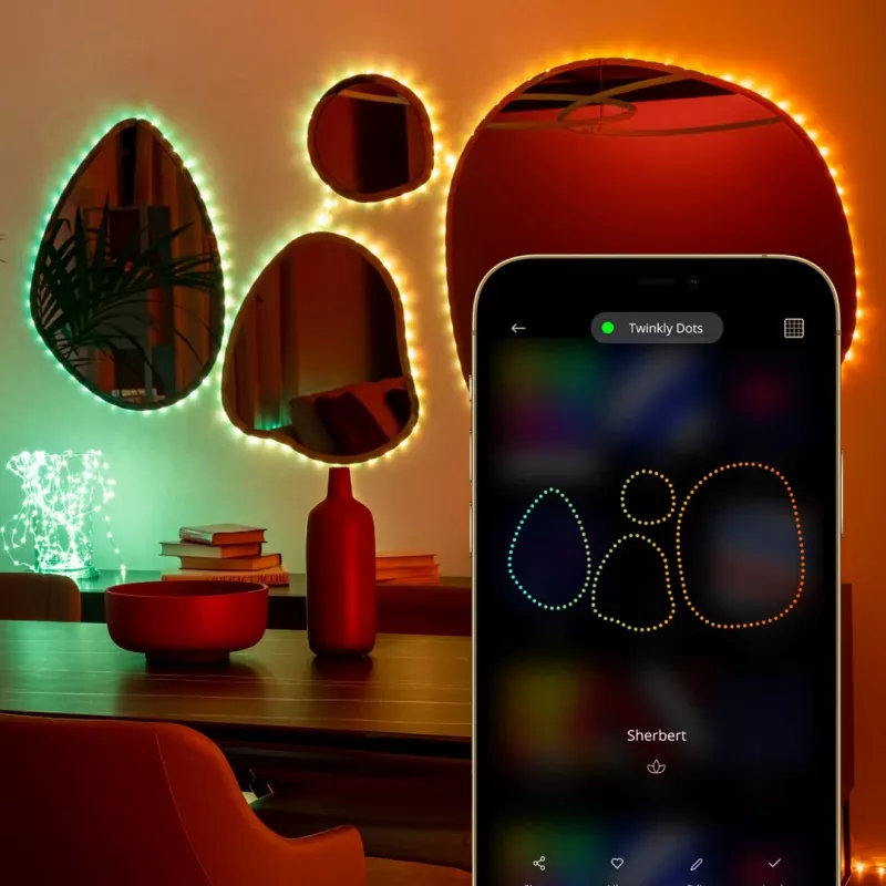 Twinkly Dots 60 RGB USB älyvalot, 3 m, musta