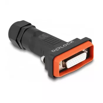 DeLOCK D-Sub HD 26-napainen pistorasia IP67 vesitiivis musta oranssi