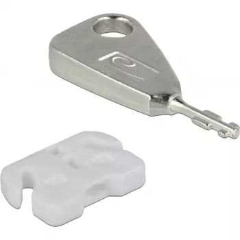 USB-porttitulkkasarja USB-A-liitäntään, pistokelukko valkoinen/hopea, 5x USB-porttitulkkia, 2x avain