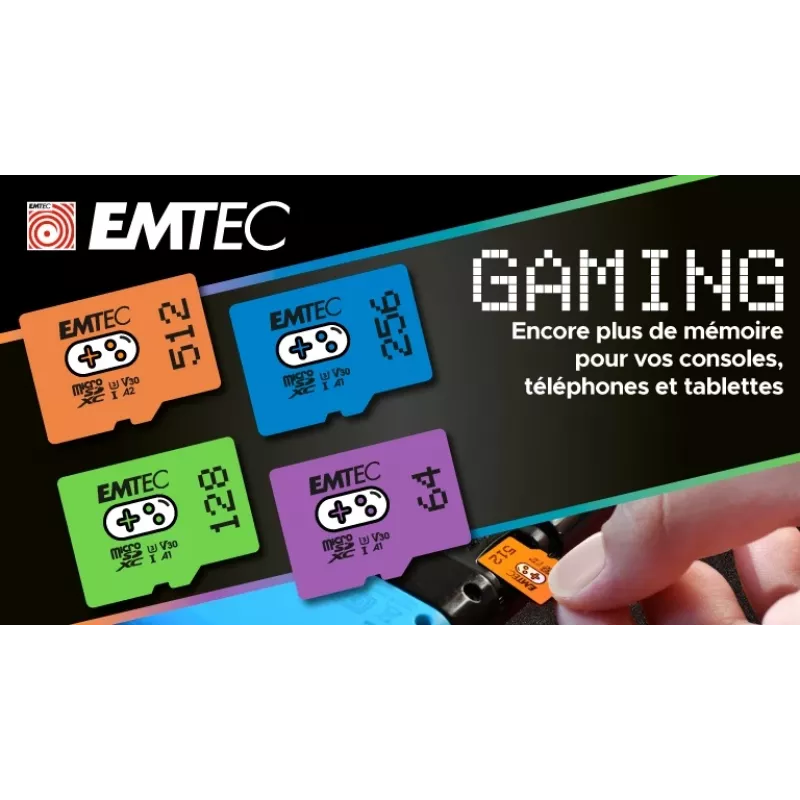 Emtec 1TB UHS-I U3 V30 A2 Gaming Rouge flash-muisti ECMSDM1TXCU3G