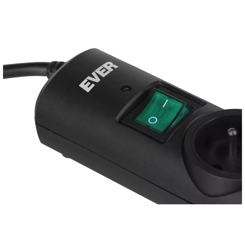 Ever Optima 5m musta 6 pistorasiaa 250 V