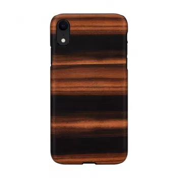 man and wood -älypuhelinkotelo iPhone XR:lle — eebenpuunmusta, suojaava kova kotelo