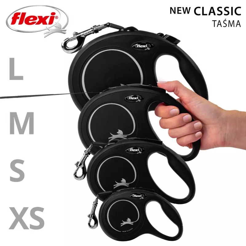 Flexi New CLASSIC 5 m musta koiran flexi-hihna