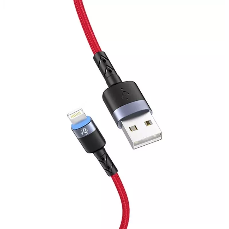 USB-Lightning-datakaapeli Tellur, 3A, 1,2 m, LED-ilmaisin, punainen