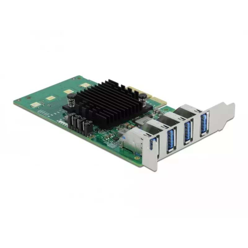 DeLOCK PCI Express x4 -kortti 4 x ulkoinen USB 3.0 Quad Channel - Low Profile -muototekijä