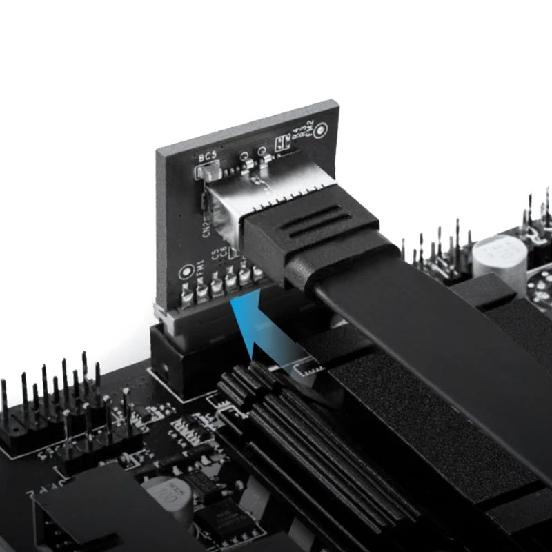 GrauGear sisäinen 19-pin USB 3.0 – USB 3.1 Type-E 20-pin Key A -sovitin, 90 astetta