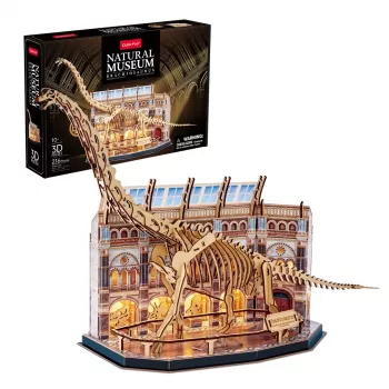 3D LED-palapeli Dante CubicFun NatMus Brachiosaurus 05447 – opetuksellinen kokoamismalli LED-valolla