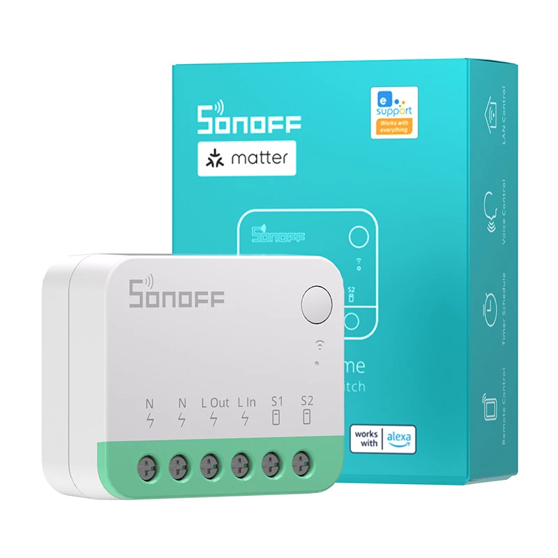 Sonoff MINIR4M Matter älykäs WLAN-minikytkin (HomeKit, SmartThings, Home Assistant).