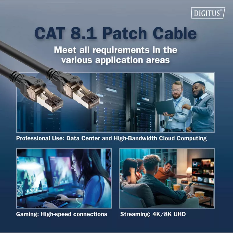 Digitus DK-1843-005 CAT 8.1 S/FTP -kytkentäkaapeli 0,5 m, musta