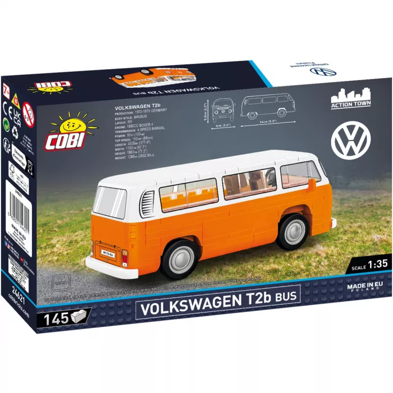 Rakennussarja Cobi Volkswagen T2b linja-auto oranssi, mittakaava 1:35, rakennussarja