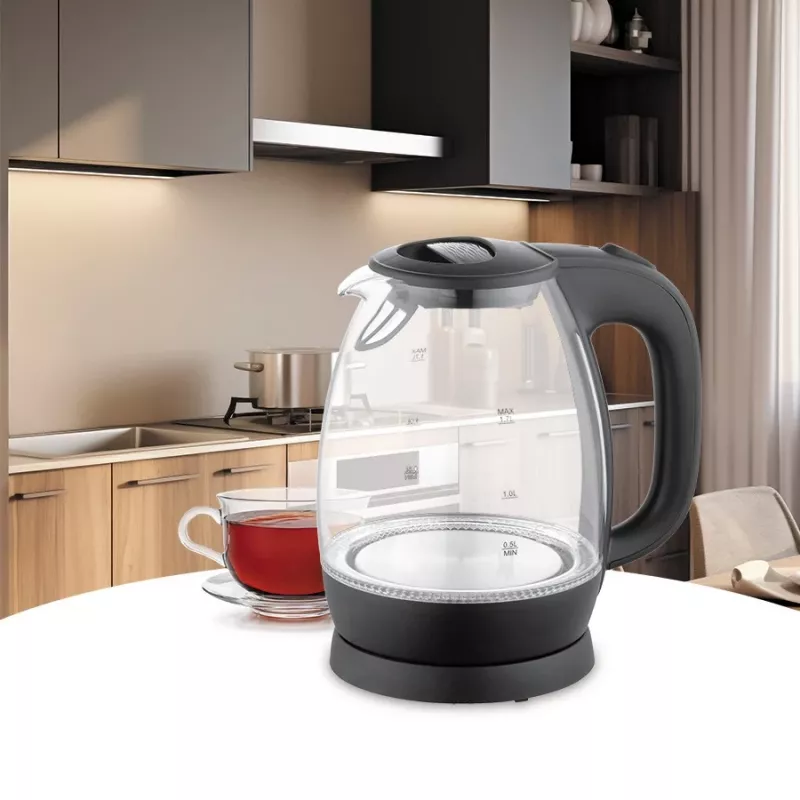 Sähköinen lasivedenkeitin Maestro MR-063-musta, 2200 W, lasirunko, johdoton alusta