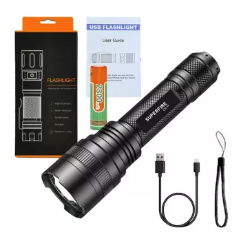 Taskulamppu Supfire C8-H — 1200 lm, USB-ladattava, 250 m kantama