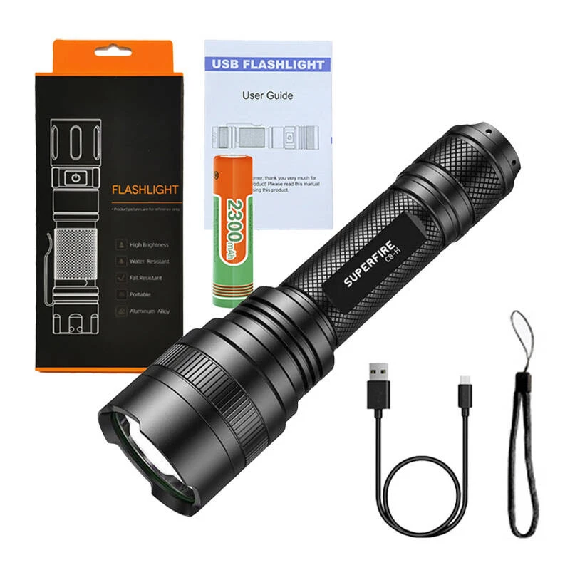 Taskulamppu Supfire C8-H — 1200 lm, USB-ladattava, 250 m kantama
