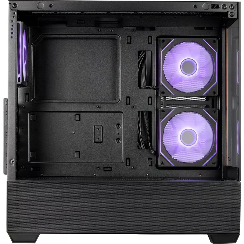 Cooler Master Elite 690 PC-kotelo, Midi-Tower, ATX, Tempered Glass - 4x ARGB-tuuletin, puu, musta