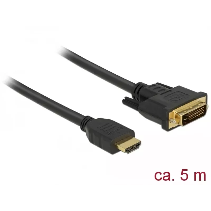 Videokaapeliadapteri DeLOCK 85656 5 m HDMI tyyppi A DVI musta