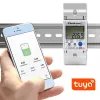 Qoltec 50882 yksivaiheinen elektroninen energiankulutusmittari DIN-kiskoon | Wi-Fi | TUYA | 230V | LCD