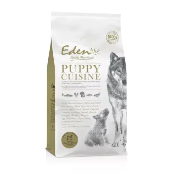 Kuivaruoka koirille Eden Puppy Cuisine 80/20 medium kibble 2 kg — pennuille, lohi, 40 % proteiinia, 17,5 % rasvaa